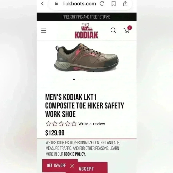 Kodiak LKT1 Composite Safety Toe Men\'s Brown and Red Shoes Size 11M main image 5